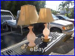 Pair Of MID Century Modern Pink Flake Murano Art Glass Lamps