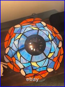 Pair Of Tiffany Style Stained Glass Accent Lamps