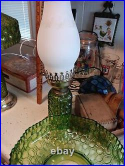 Pair Vintage Large Green 60s 70s Lucite/Plastic Table Lamps Gorgeous Retro