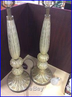 Pair of Murano Glass Barovier & Toso hand blown Italian table lamps