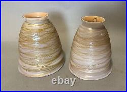 Pair of Quezel or Steuben Threaded Art Glass Table Lamp Shades