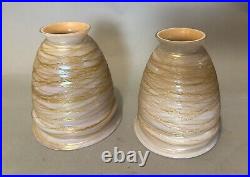 Pair of Quezel or Steuben Threaded Art Glass Table Lamp Shades