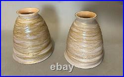 Pair of Quezel or Steuben Threaded Art Glass Table Lamp Shades