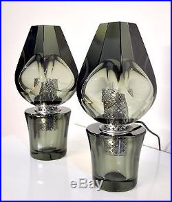 Pair of Seguso Murano Glass Table Lamps Model 14092 Italian Mid-Century Modern