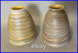 Pair of Steuben or Quezel Threaded Art Glass Table Lamp Shades