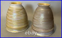 Pair of Steuben or Quezel Threaded Art Glass Table Lamp Shades