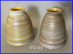 Pair of Steuben or Quezel Threaded Art Glass Table Lamp Shades