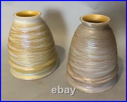 Pair of Steuben or Quezel Threaded Art Glass Table Lamp Shades