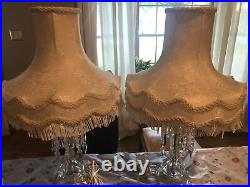 Pair of Vintage Art Deco Crystal Table Lamps