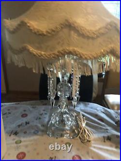 Pair of Vintage Art Deco Crystal Table Lamps
