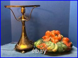 Pairpoint PUFFY Orange POPPY Art Nouveau ANTIQUE Lamp COLORFUL Repaired SHADE