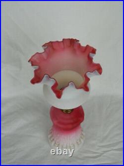 Peachblow Pink Art Glass Floral Embossed Kerosene Oil Lamp Art Glass