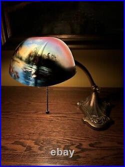Pittsburgh Arts Crafts Antique Painted Desk Lamp Handel Bradley Hubbard Era