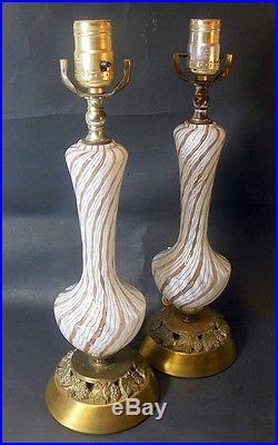 Pr. Italian MURANO Art Glass Lamps Copper AVENTURINE Fratelli Toso Zanfirico Era