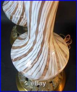 Pr. Italian MURANO Art Glass Lamps Copper AVENTURINE Fratelli Toso Zanfirico Era