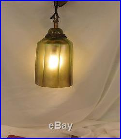 QUEZAL ART GLASS HANGING HALL LAMP STEUBEN / TIFFANY STUDIOS ERA LAMP