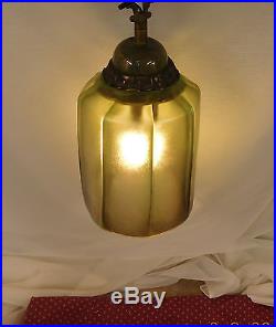 QUEZAL ART GLASS HANGING HALL LAMP STEUBEN / TIFFANY STUDIOS ERA LAMP