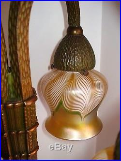 Quezal Art Glass Four LIght Table Lamp