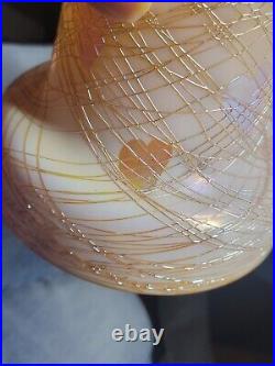 Quezal Gold Aurene Threaded Art Glass Lamp Shade