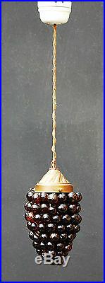 RARE ANTIQUE ART NOUVEAU ceiling LAMP WITH CZECH GLASS GRAPE French chandelier
