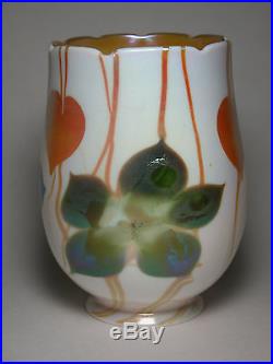 RARE American Art Glass QUEZAL Flower Fostoria Iris Tulip SHADE Lamp TIFFANY Era