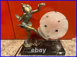 RARE Antique Art Deco Gerdago Pixie Harlequin Lamp 1920, LAST ONE