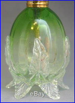 RARE Antique Vaseline Green PARIS Art Glass Miniature Oil Lamp, S1-536