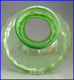 RARE Antique Vaseline Green PARIS Art Glass Miniature Oil Lamp, S1-536