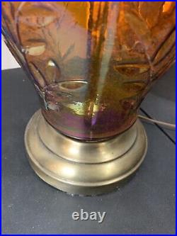 RARE Carnival Glass Lamps 18 Vintage Art glass LAMP PAIR