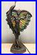 RARE Crosa 2004 Peacock Table Lamp 18 Tall Stained Glass Look