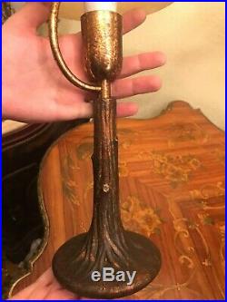 RARE Elegant Italian Art Nouveau Brass Glass Table Lamp