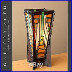 RARE! STAINED GLASS FRANK LLOYD WRIGHT STYLE LAMP! Art Deco City Eames Vtg
