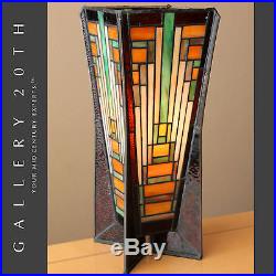 RARE! STAINED GLASS FRANK LLOYD WRIGHT STYLE LAMP! Art Deco City Eames Vtg