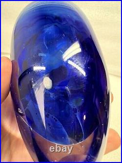 RARE STUNNING BLUE SWIRL STUDIO Art Glass Oil Lamp Diffuser SIGNED DATED