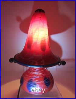 RARE Stunning Art Glass Red Karnak Two Piece Table Lamp By Carl Radke WOW