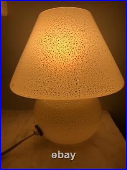 RARE Vtg Mid Century Italy Murano Beige gold fleck Art Glass Mushroom Table Lamp