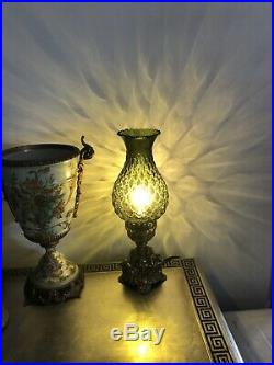 RETRO Lamp Loevsky & Loevsky WMC Art Deco Green Mid Century Glass Brass RARE