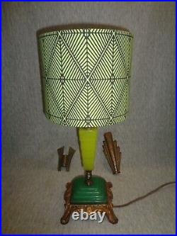 Ramses the Great 1925 Egyptian Revivalist Art Deco Lamp Jadeite Art Glass