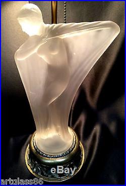 Rare Aladdin G-130 Art Deco Nude Glass Lady Cape Lamp 30's Etling, Lalique Type