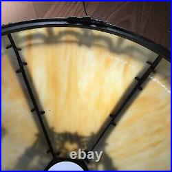 Rare Antique Curved Slag Glass Lighthouse Lamp Original 6 Panel 17Dia Circa20s