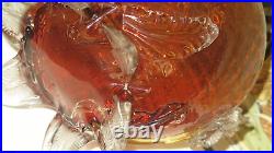 Rare Antique English Footed Amberina Waffle Pattern Large Glass Is Mint & Fab