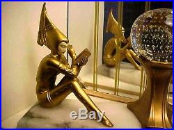 Rare Art Deco 1920's J. B. Hirsch Gerdago Pixie Lady Lamp w Glass Ball