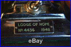 Rare Art Deco Chrome Lamp Stone Masons Lodge of Hope 4436 Birmingham 1948