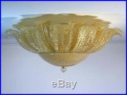 Rare Barovier Flower Ceiling Lamp Murano Art Glas golden powder