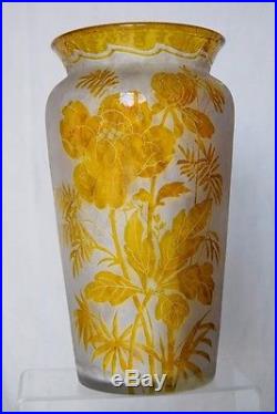 Rare Handel Cameo Acid Etched Art Glass Vase Handel Lamp Artist Signed Parlow