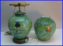 Rare & Large PALLME KONIG Art Nouveau Glass Lamp c. 1910 Bohemian loetz vase