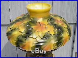 Rare Oak Leaf Antique Decorative Art Glass Parlor Lamp Pittsburgh Lamp Glass Co