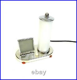 Rare Original German Bauhaus Table Lamp 1925 Chrome Glass Photo Stand Art Deco