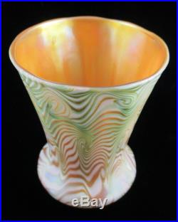 Rare QUEZAL Art Glass Lamp Shade GREEN KING TUT Décor Signed ca 1902 Tiffany Era