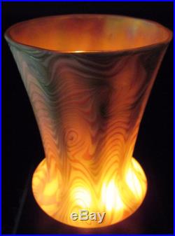 Rare QUEZAL Art Glass Lamp Shade GREEN KING TUT Décor Signed ca 1902 Tiffany Era